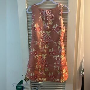 Elegant Floral Mini Dress - Peach and Gold